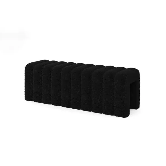 Ribbed Bench with Foam Filling - Black, Sherpa