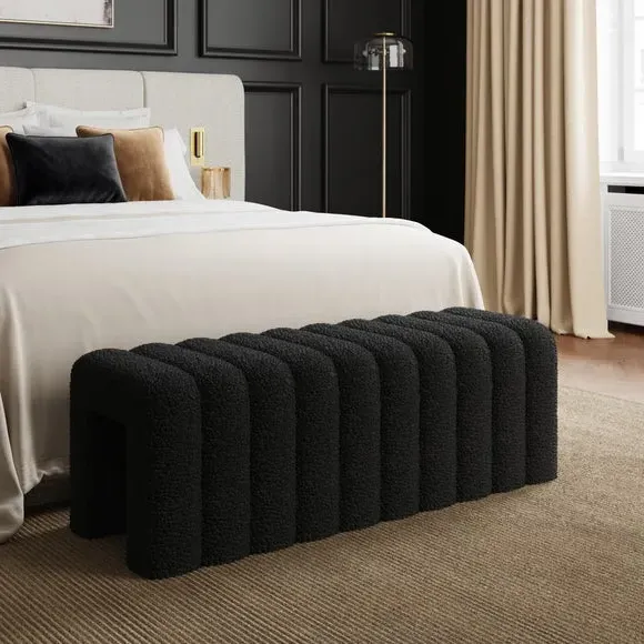 Ribbed Bench with Foam Filling - Black, Sherpa