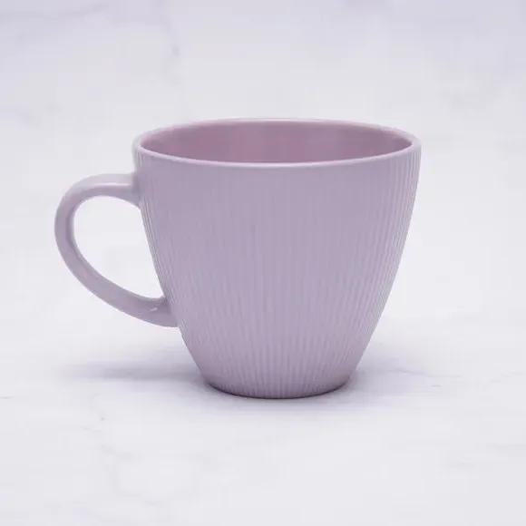 Ribbed Coffee Mug with Handle - Lilac, Stoneware