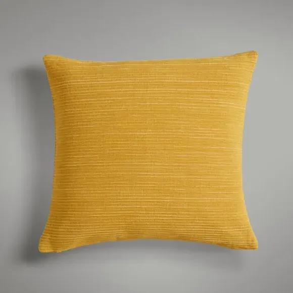 Ribbed Cushion with Zip Fastening - Ochre, Cotton