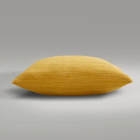 Ribbed Cushion with Zip Fastening - Ochre, Cotton