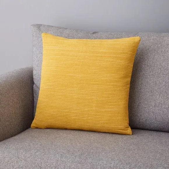 Ribbed Cushion with Zip Fastening - Ochre, Cotton image