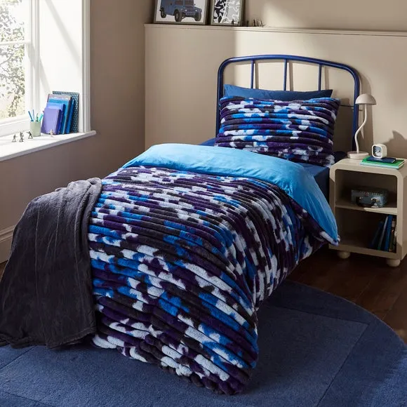 Ribbed Duvet Cover Set with Pillowcases - Blue image