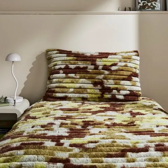 Ribbed Duvet Cover Set with Pillowcases - Green