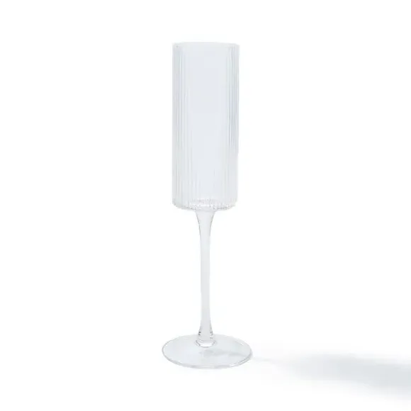 Ribbed Flute Glass - Clear