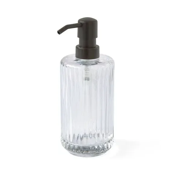 Ribbed Glass Soap Dispenser - Black