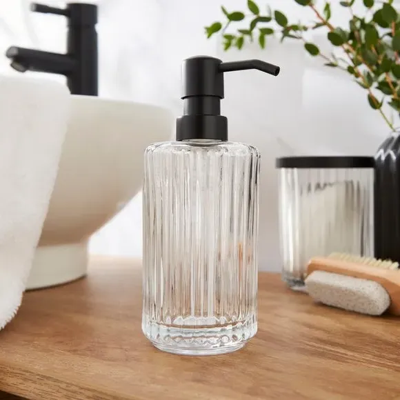 Ribbed Glass Soap Dispenser - Black