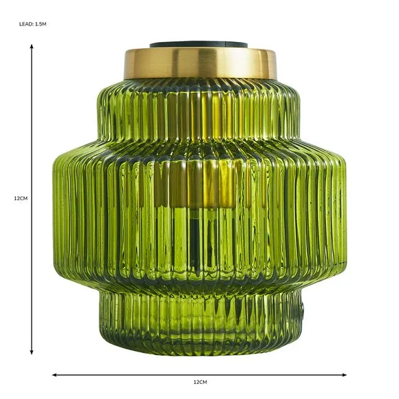 Ribbed Glass Table Lamp Base - Green