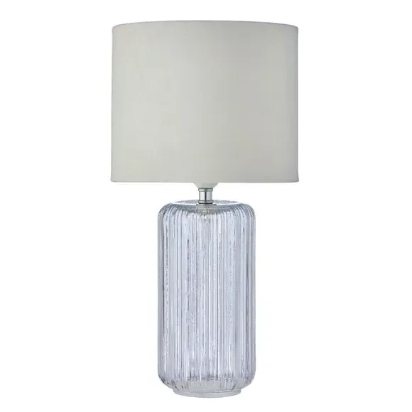 Ribbed Glass Table Lamp - Clear, Velvet Shade