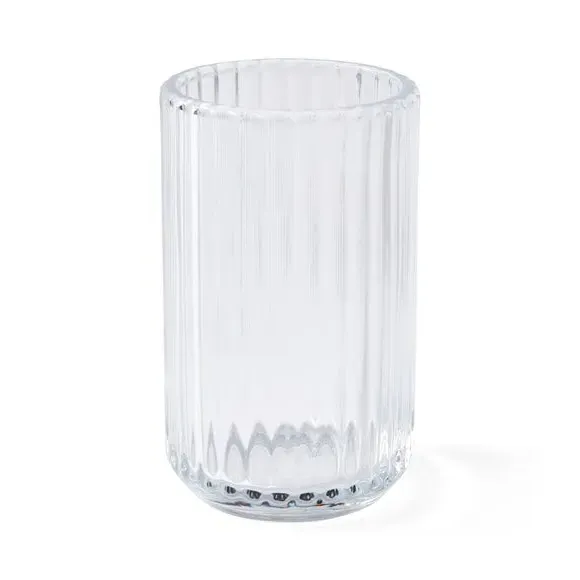 Ribbed Glass Toothbrush Holder - Clear