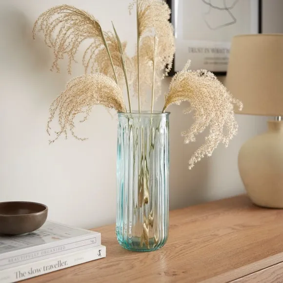 Ribbed Glass Vase - Green, Recycled Glass image