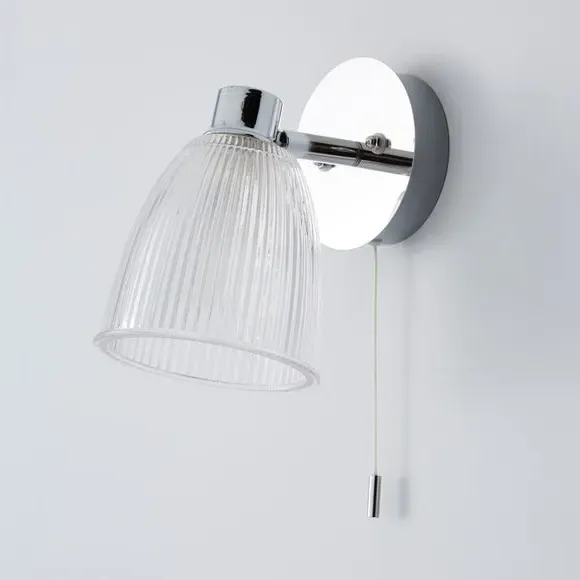 Ribbed Glass Wall Light - Silver, Chrome