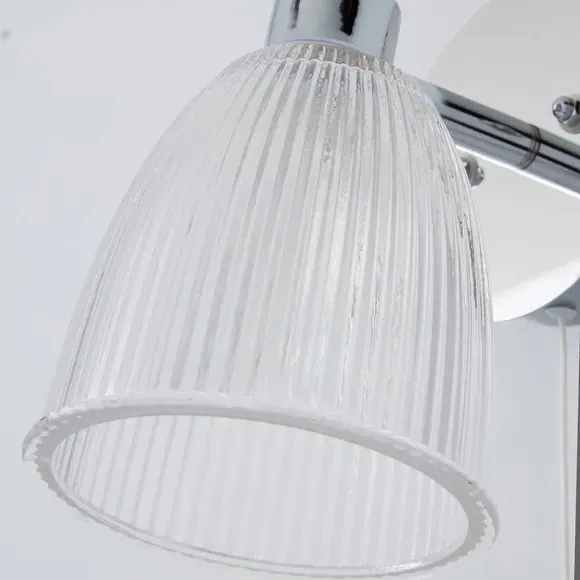 Ribbed Glass Wall Light - Silver, Chrome