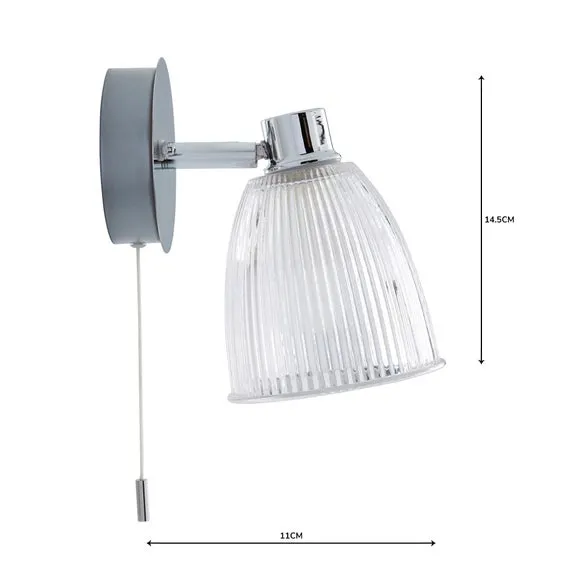 Ribbed Glass Wall Light - Silver, Chrome
