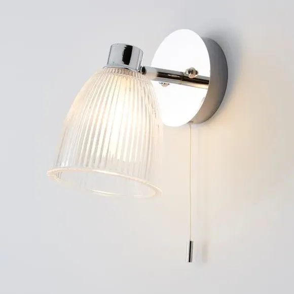 Ribbed Glass Wall Light - Silver, Chrome image