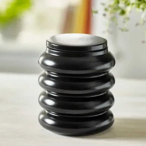 Ribbed Kitchen Canister - Black, Stoneware