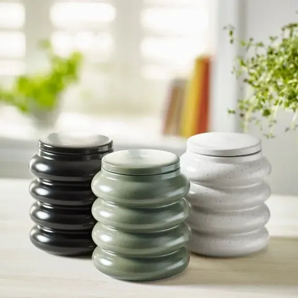 Ribbed Kitchen Canister - Olive, Stoneware