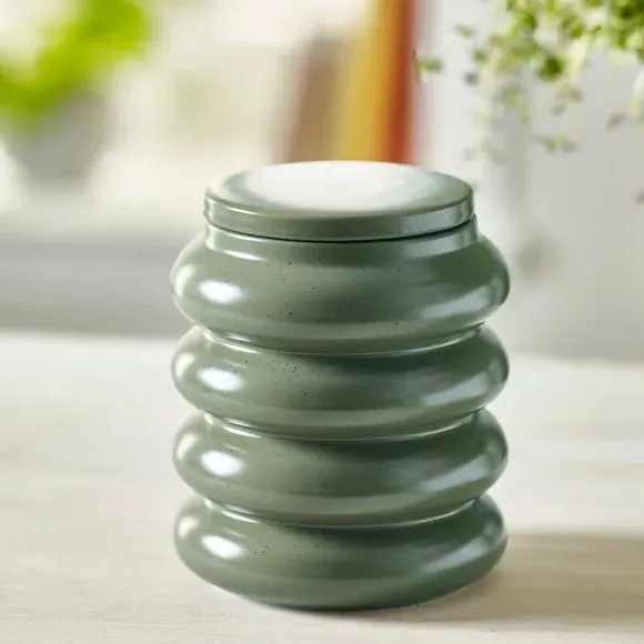 Ribbed Kitchen Canister - Olive, Stoneware