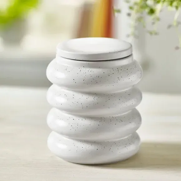 Ribbed Kitchen Canister - Stone, Stoneware