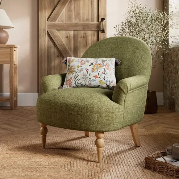 Ribbed Occasional Armchair - Soft Olive, Chenille image