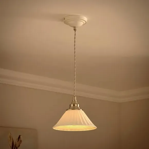 Ribbed Pendant Light - White, Ceramic