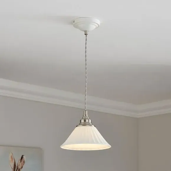 Ribbed Pendant Light - White, Ceramic image