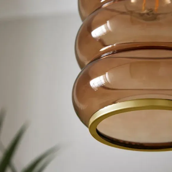 Ribbed Pendant Shade Easy Fit - Amber, Glass