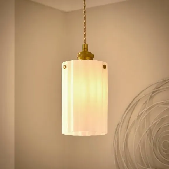 Ribbed Pendant Shade Easy Fit - Gold, Glass