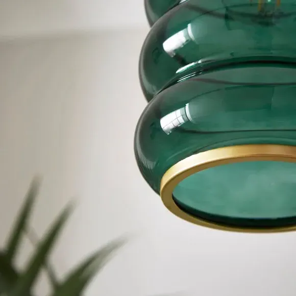 Ribbed Pendant Shade Easy Fit - Green, Glass