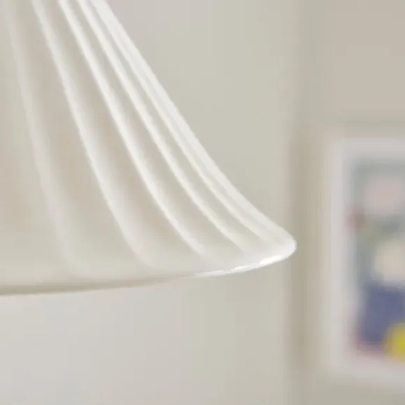 Ribbed Pendant Shade Easy Fit - White, Ceramic