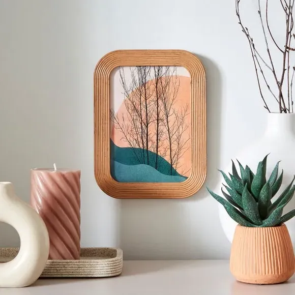 Ribbed Photo Frame - Natural, Wood image