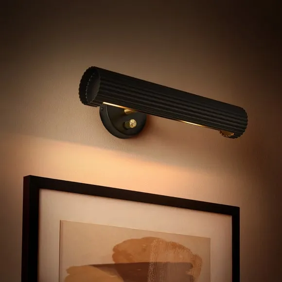 Ribbed Picture Light with Switch - Black