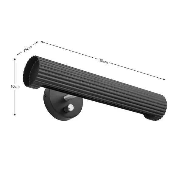 Ribbed Picture Light with Switch - Black