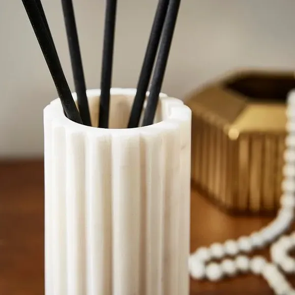 Ribbed Reed Diffuser - White, Marble