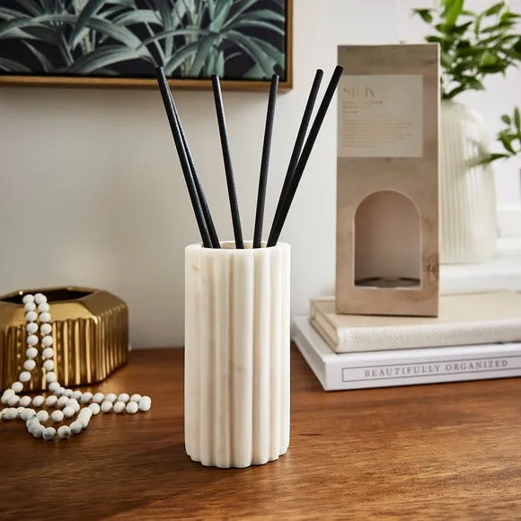 Ribbed Reed Diffuser - White, Marble