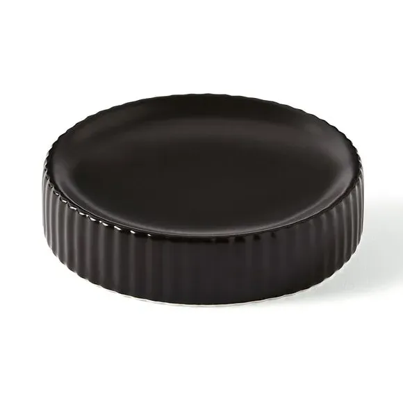 Ribbed Soap Dish - Black, Ceramic