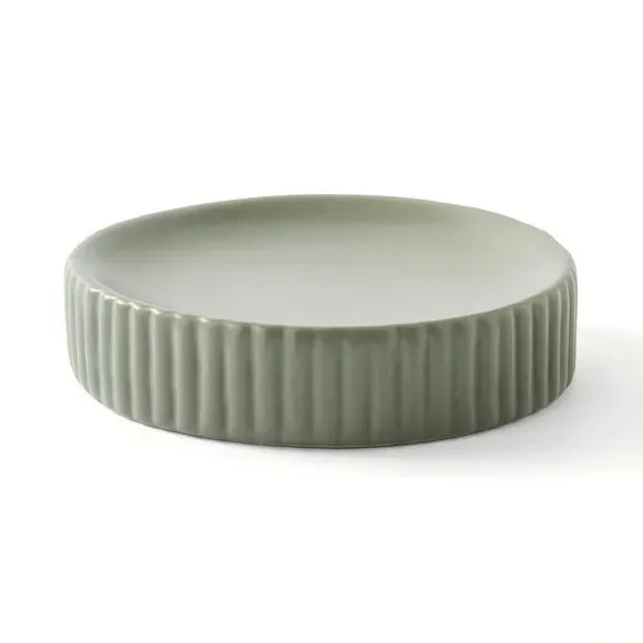 Ribbed Soap Dish - Green, Ceramic