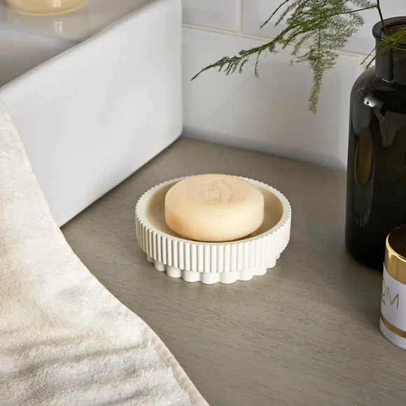 Ribbed Soap Dish - Grey, Resin image