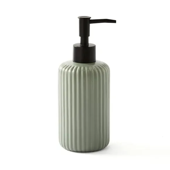 Ribbed Soap Dispenser - Green, Ceramic