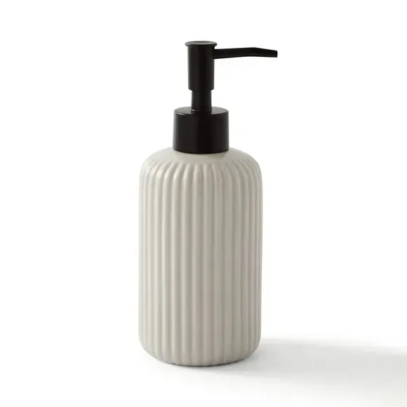 Ribbed Soap Dispenser - Silver, Ceramic