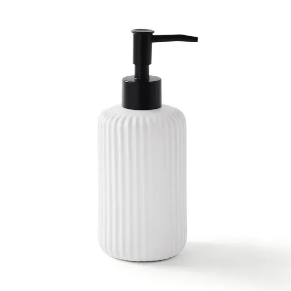 Ribbed Soap Dispenser - White, Ceramic