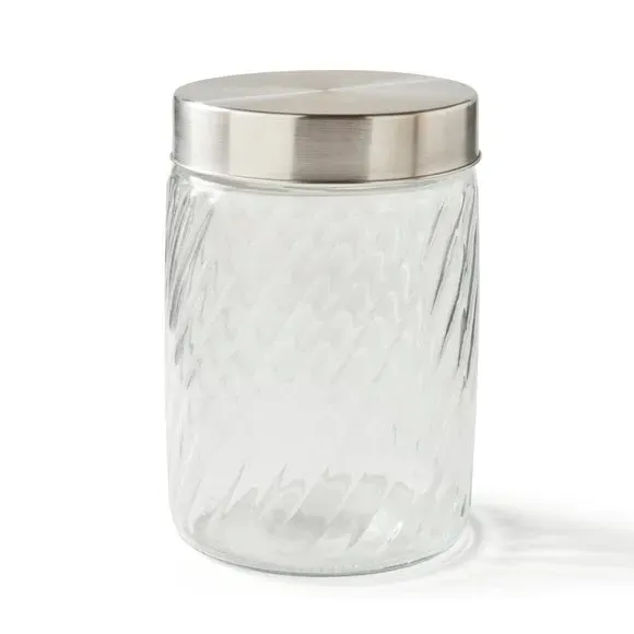 Ribbed Storage Jar - Clear, Glass