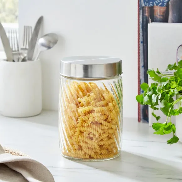 Ribbed Storage Jar - Clear, Glass