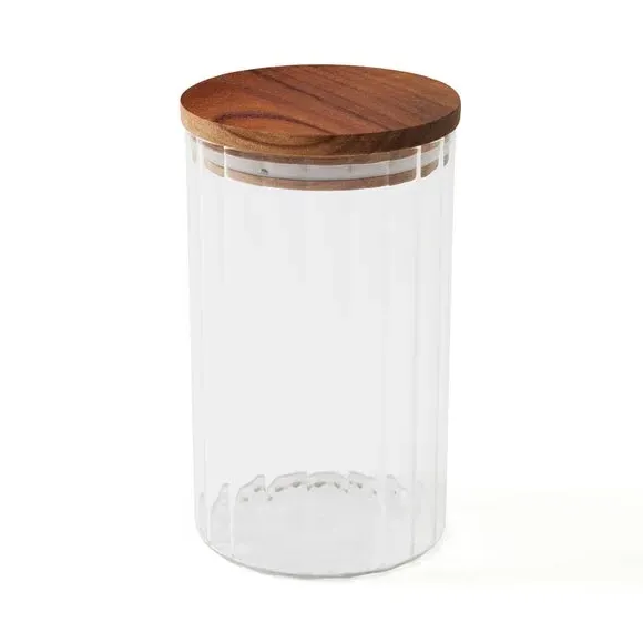 Ribbed Storage Jar with Lid - Clear, Glass