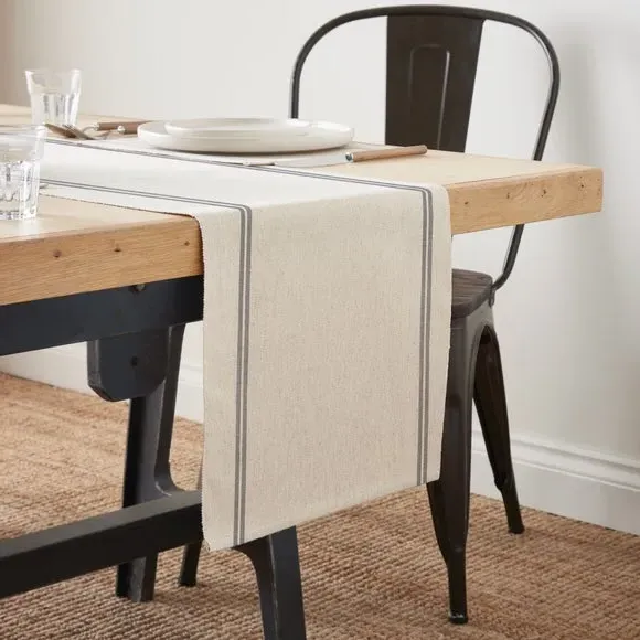 Ribbed Striped Table Runner - Grey, Cotton image