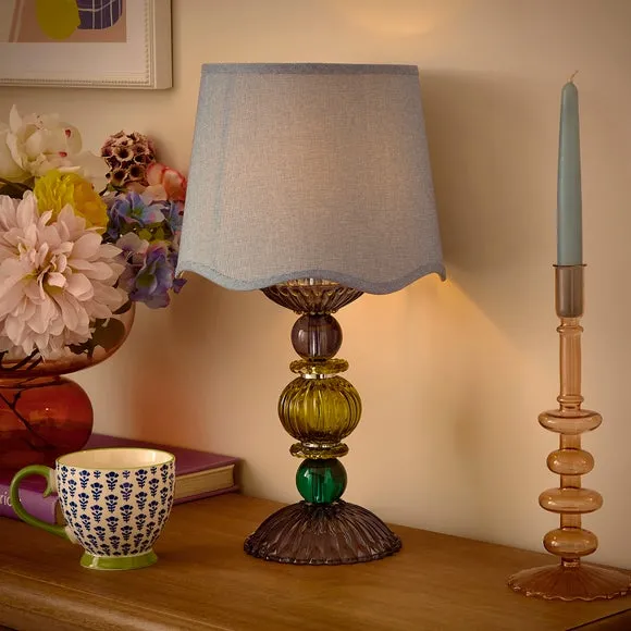 Ribbed Table Lamp Base - Blue, Glass