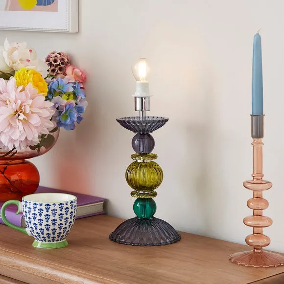 Ribbed Table Lamp Base - Blue, Glass image