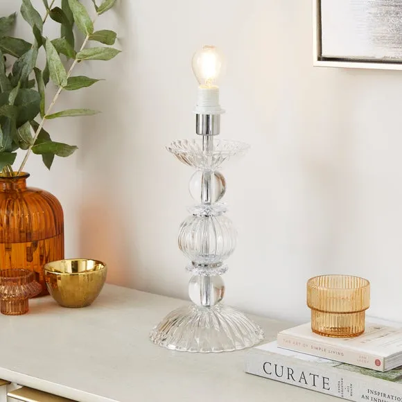 Ribbed Table Lamp Base - Clear, Glass