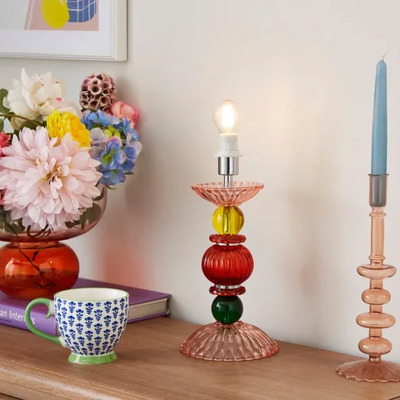 Ribbed Table Lamp Base - Multicolor, Glass