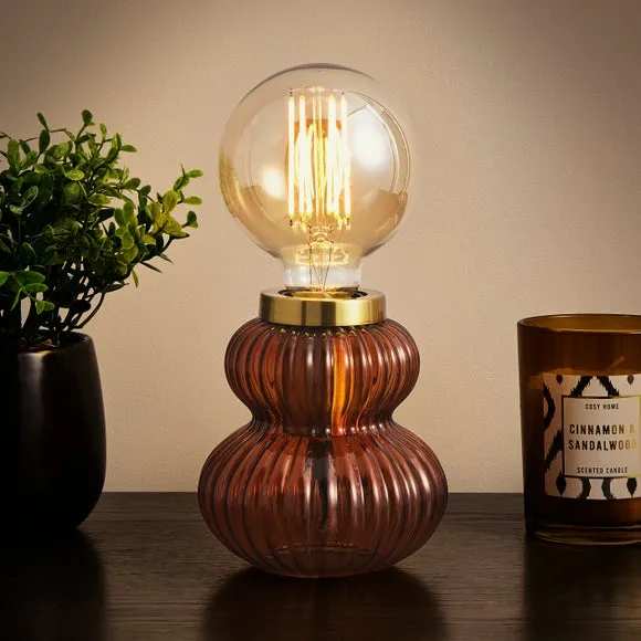 Ribbed Table Lamp Base - Orange, Glass